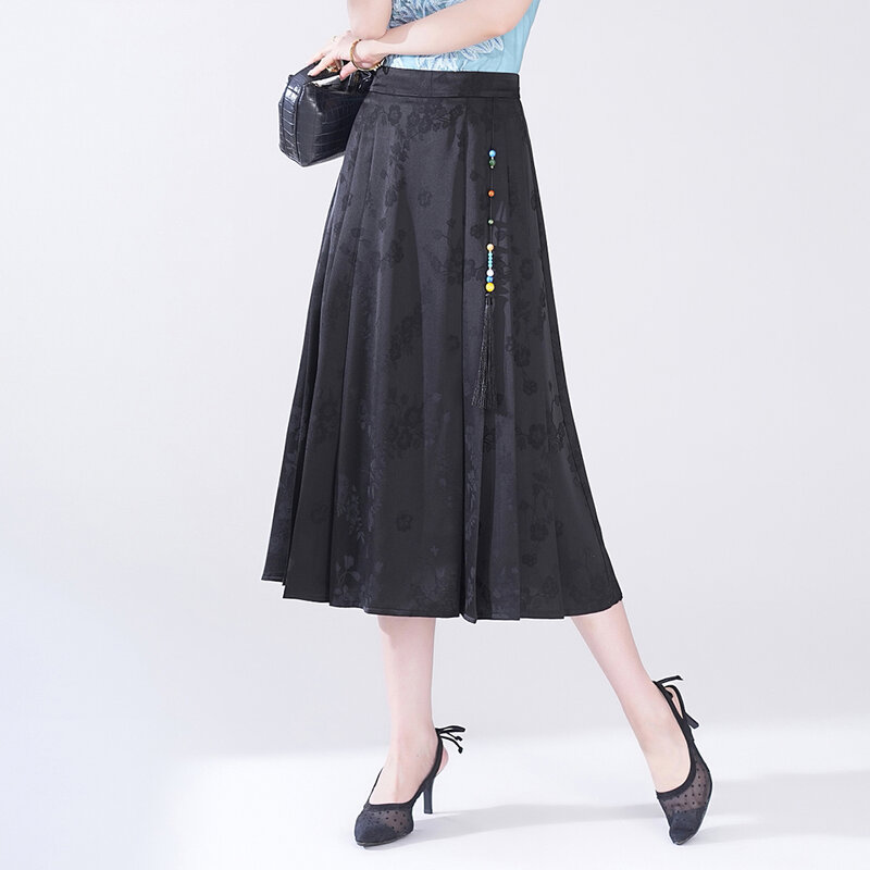 Женская прямая юбка в китайском стиле, модная дышащая юбка с лошадью, подходящая для весны и лета, женские брюки, бесплатная доставка