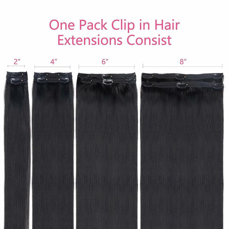 Extensiones de cabello humano Real con Clip para mujer, extensión de cabello liso Natural Invisible sin costuras, Clip ins, Remy