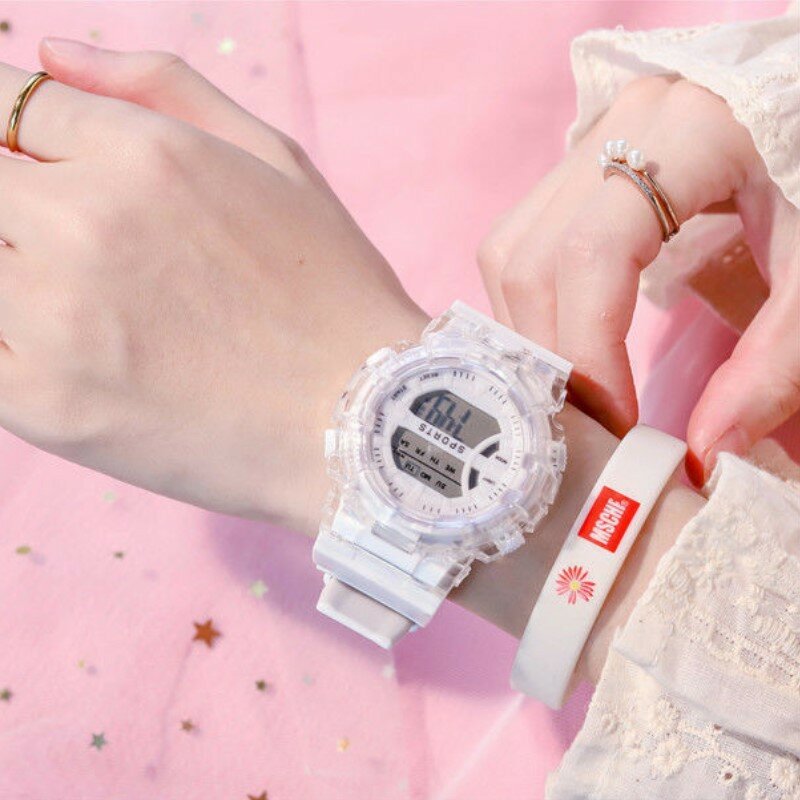 Детские прозрачные часы мужские и женские студенческие простые светящиеся часы Корейская версия модных электронных часов