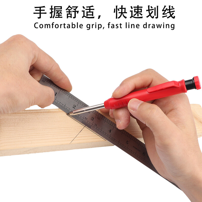 1Ｐｃ　Solid Carpenter Pencil Set Woodworking Tools Mechanical Pencil 3 Colors Refill Construction Job  Carpentry Marking