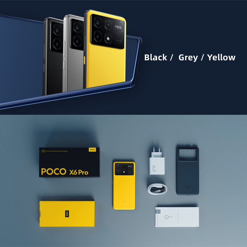 POCO-X6 pro 5g nfcグローバルバージョン、8GB、256GB、12GB、512GB、スマートフォン8300-ウルトラ、6.67 "amoled、ois付き64MPカメラ、67w、5000mah
