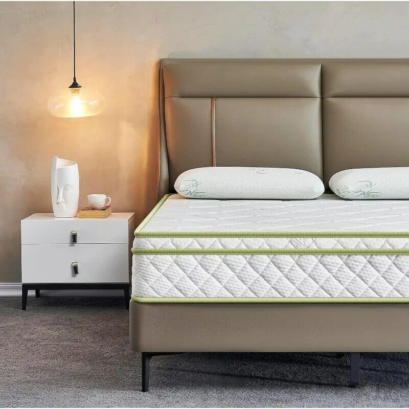 Full Size Mattress - 8 Inch Cool Comfort Foam & Spring Hybrid Mattress with Breathable Organic Cotton Cover - Quilted
