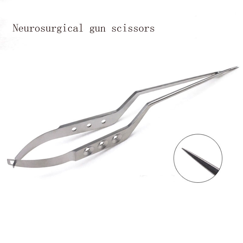 Neurosurgical scissors Stainless steel gun-shaped scissors gun-type reed instrument microscissors Tissue scissors brain scissors