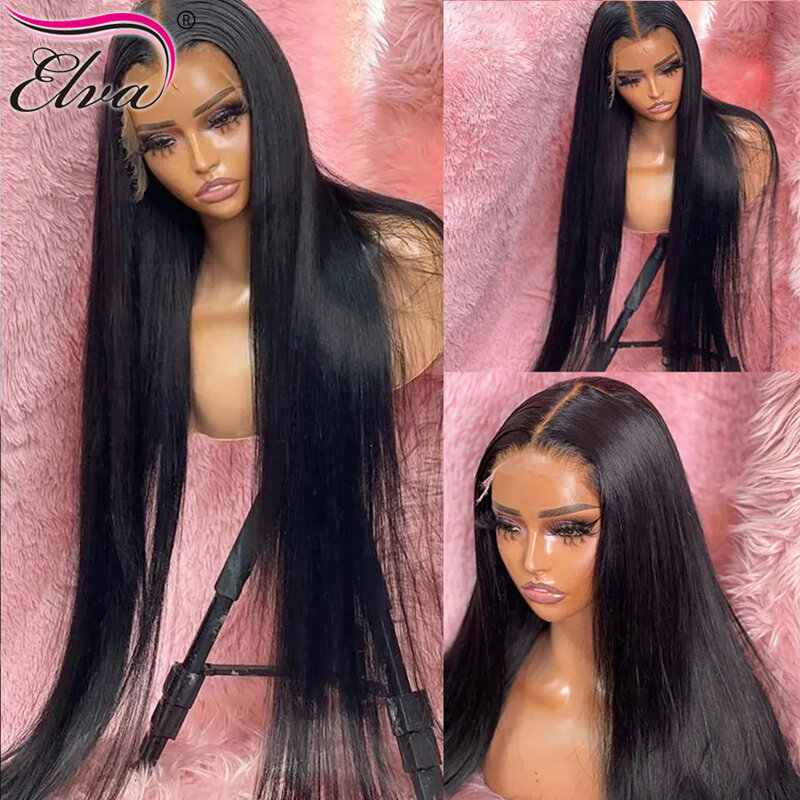 HD Transparent Lace Front Human Hair Wig 13X4 13X6 Straight Frontal Wig Pre Plucked 5X5 6X6 7X7 HD Lace Closure Wig Elva Hair