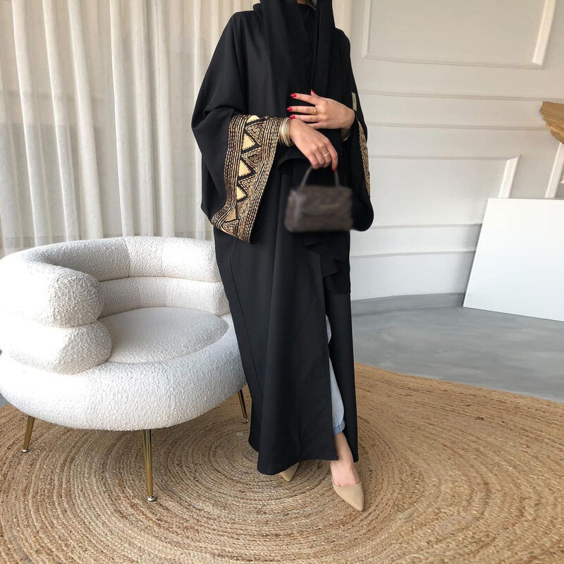 Dubai ricamo Abaya donne musulmano ricamo Maxi vestito Islam Kimono Cardigan Ramadan Jalabiya Eid Mubarak Djellaba Robe Gown