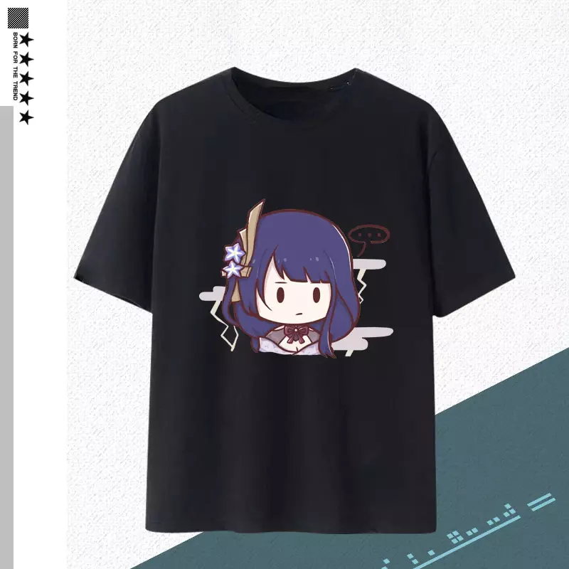 Женская футболка Genshin Impact, милая мультяшная Футболка с принтом Raiden Shogun Yae Miko Graphic, летняя уличная одежда унисекс y2k, 2023