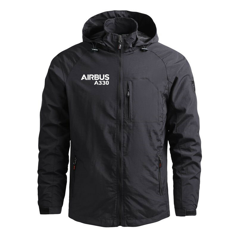 Chaqueta militar impermeable para hombre, cortavientos de vuelo Airbus A330, con capucha y cremallera, informal, novedad de 2024