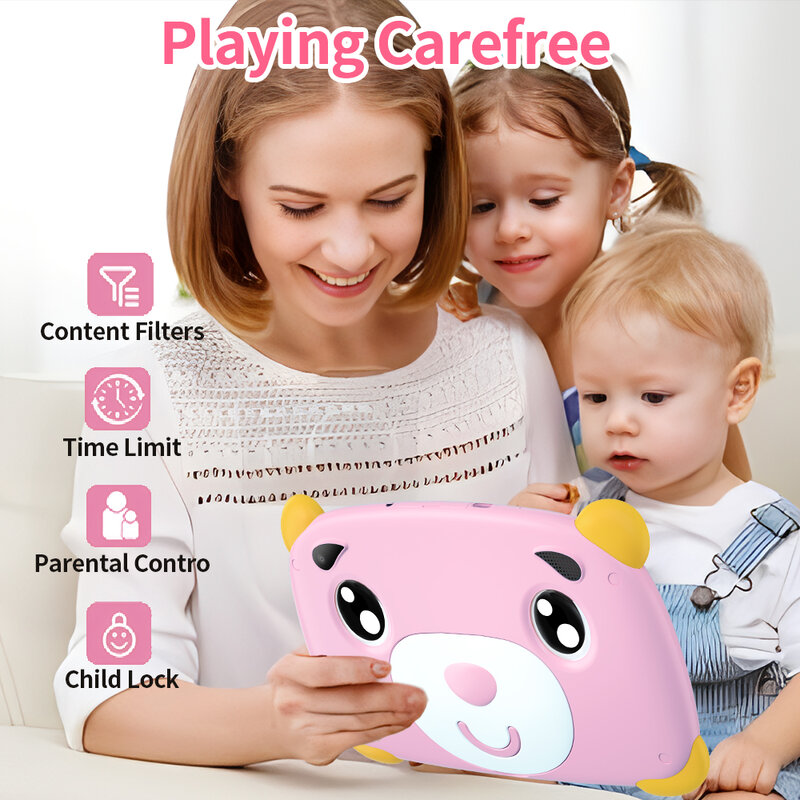 Sauenaneo-Tablet Android para Crianças, 7 ", 32GB, Tablets para Crianças, Estudo, Educação, Bluetooth, WiFi, Película Protetora, Presente