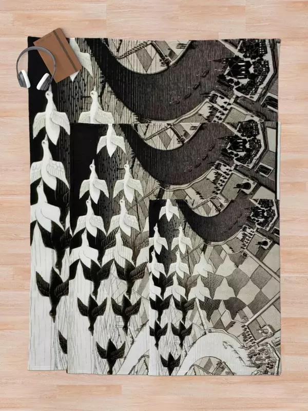ทั้งกลางวันและกลางคืนโดย Maurits cornelis Escher ผ้าห่มโยนโซฟาผ้าห่มขนาดใหญ่ fluffys