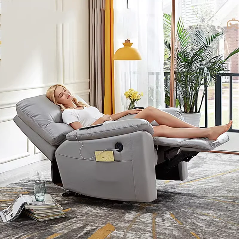 Sofá reclinável elétrico para adultos, sofá relaxante, móveis secionais, cama de couro, sofá, poltrona, reclinável