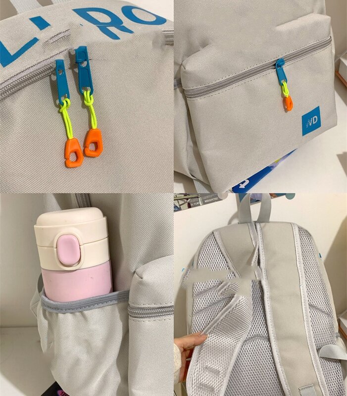 Mochila escolar con contraste de Color para estudiantes, mochila de alta capacidad con nombre personalizado, bolsa de viaje de ocio