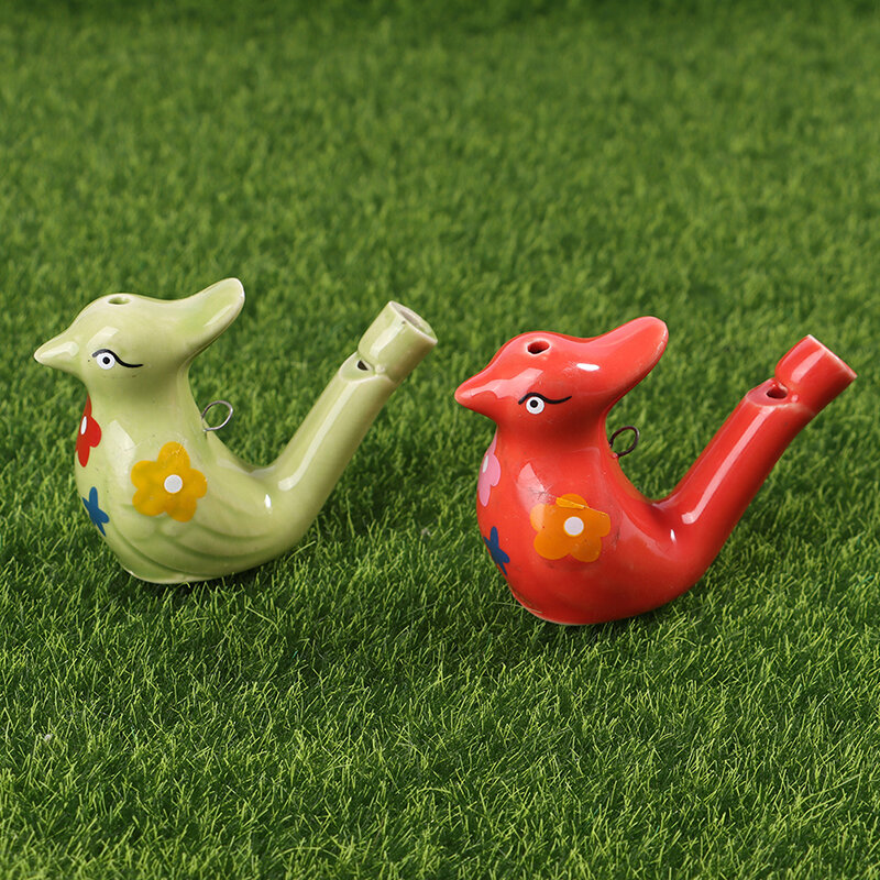 1Pc Coloured Drawing Ceramic Water Bird Whistle With Lanyard Bathtime Musical Toy for Kid Early Learning Educational Toy