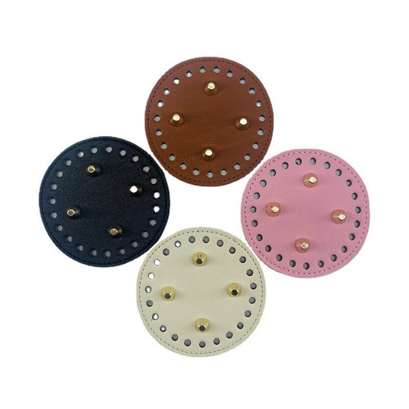 Round Bottom For Knitted Bag PU Leather Base Bag Accessories Handmade Bottom DIY Crochet Pad Woven Leather Bag Bottom