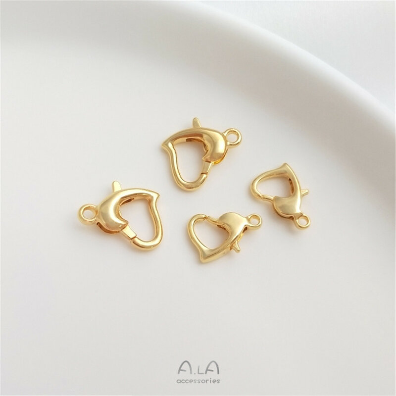 14k emas berlapis emas cahaya berbentuk cinta gesper Lobster musim semi gesper Diy buatan tangan gelang kalung gesper aksesoris perhiasan