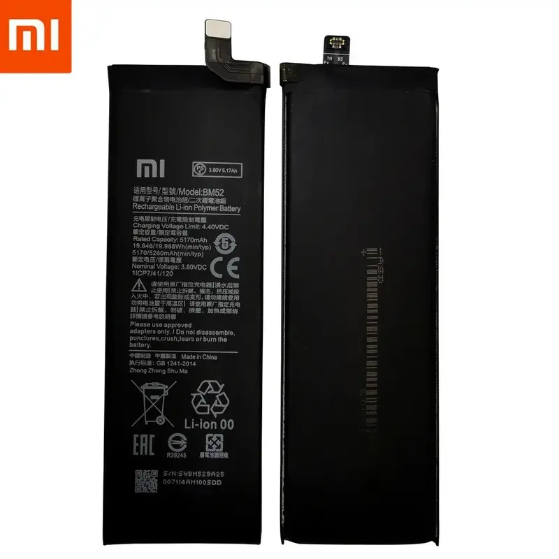 Bateria para Xiaomi BM52, Bateria Original para Xiaomi Mi Note 10 Lite, Mi Note 10 Pro, CC9pro, CC9 Pro, 5260mAh, Novo, 2022