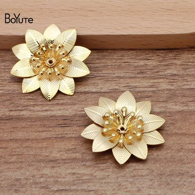BoYuTe-Materiales de flores de latón de Metal para fabricación de joyas, accesorios hechos a mano, 29MM, 20 unidades por lote