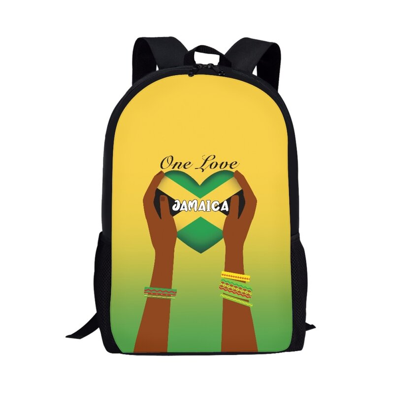 Tas punggung sekolah anak laki-laki dan perempuan, tas punggung kapasitas besar modis motif bendera Jamaika