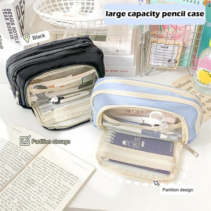 Large Capacity Pencil Bag Aesthetic School Case Korean Stationery Holder Bag Children Pen Case Boy Girl Students School Supplies