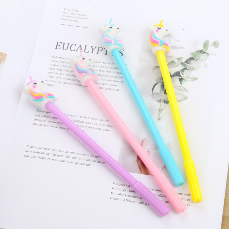 Wholesale Korean Creative New Card Color Hair Unicorn Black Gel Pen Student Learning Stationery Wholesale Can Be Customized