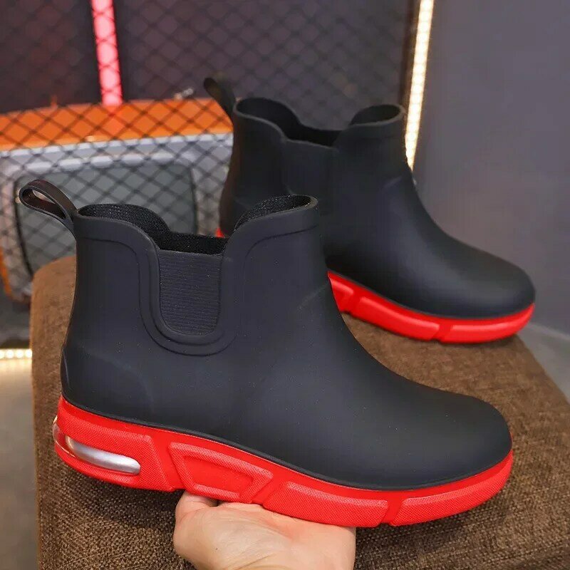 Men's Biker Boot Mens Boots Street Water Proof Casual Leather Shoes Trendy Platform Anti-slip British Style Rainboots botas