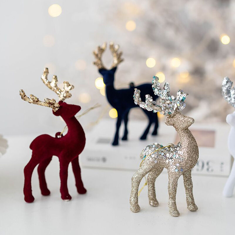 Adornos navideños de Reno de imitación para el hogar, adorno de alce de Navidad para escritorio, chimenea artesanal, regalo para niños, 2023