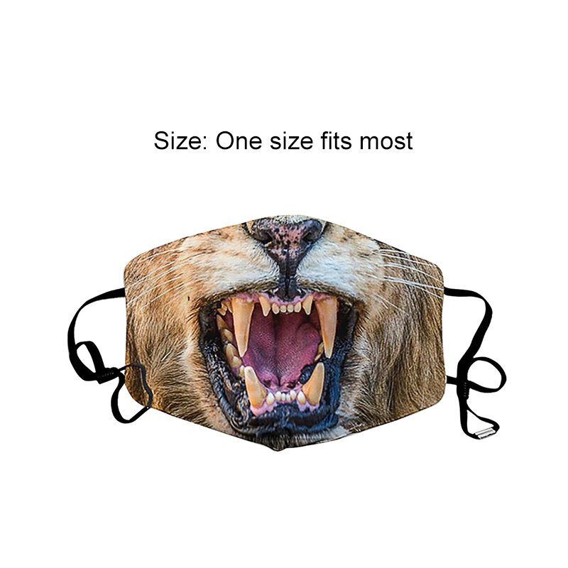 Washable Animal Print Face Mask Windproof Breathable Cold Proof Warm Reusable Outdoor Accessories Hanging Ear Type