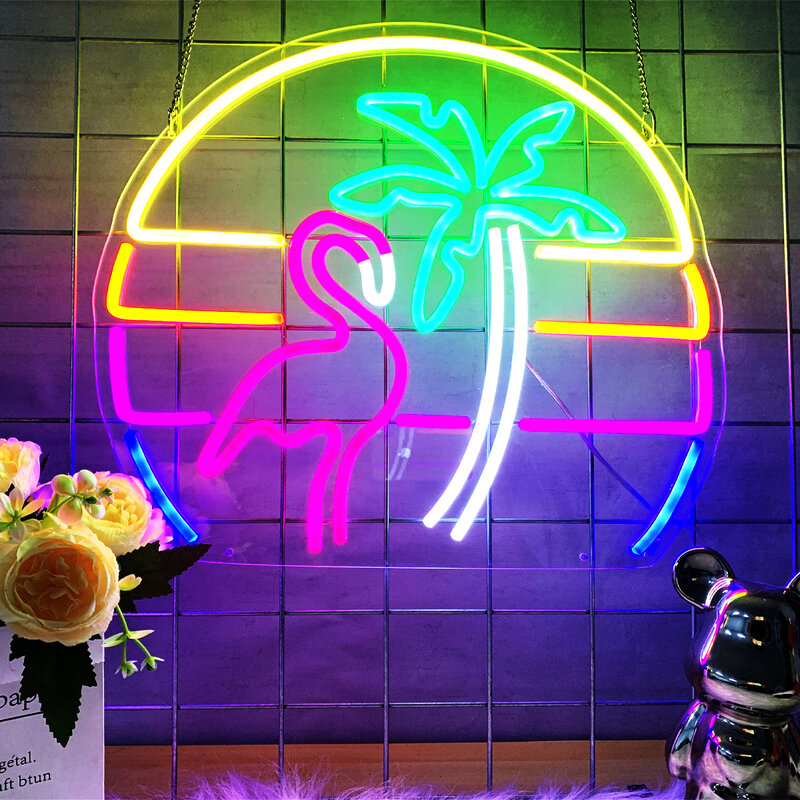 Flamingo party neon can be customized colored LED neon for KTV restaurant bar party, custom-made for your own party