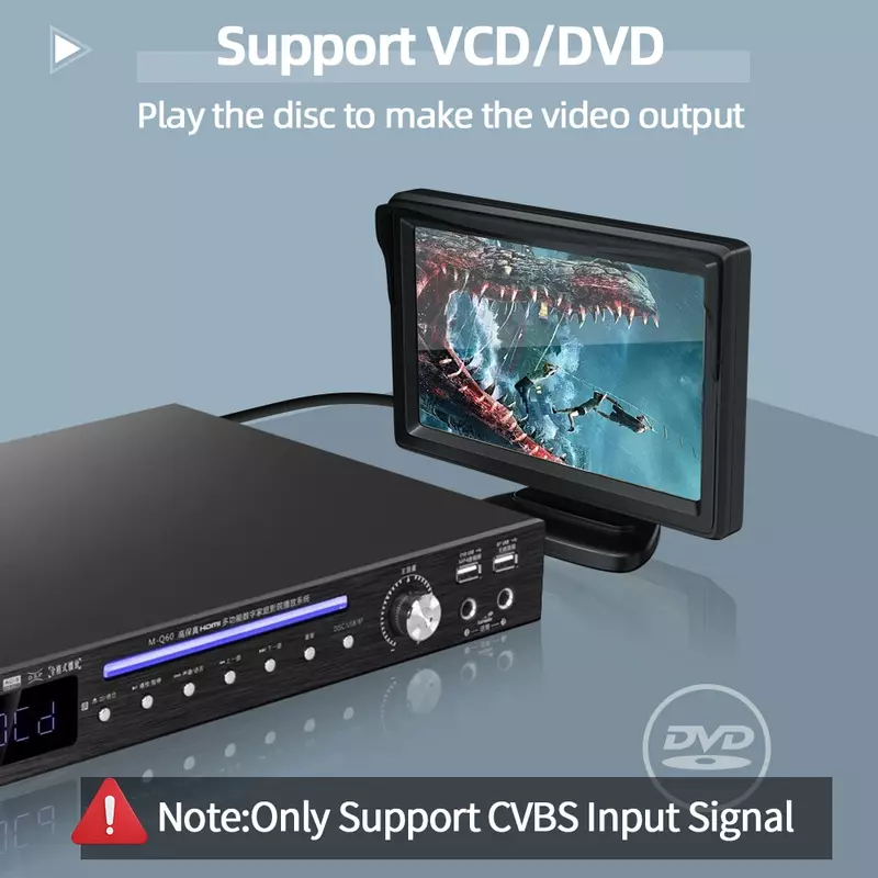 Pantalla de Monitor HD de 4,3/5 pulgadas para cámara trasera de coche, TFT LCD, VCD, DVD, consola de juegos, solo compatible con señal de entrada CVBS, fácil de instalar