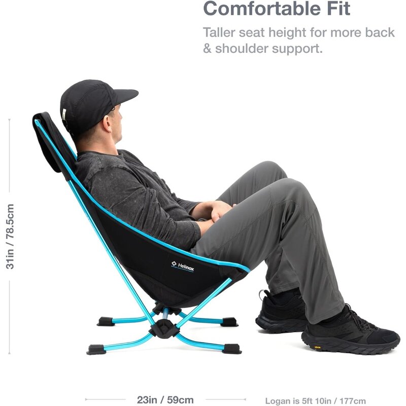 Черный стул для кемпинга, компактный пляжный стул, легкий нижний профиль с карманами, уличная мебель