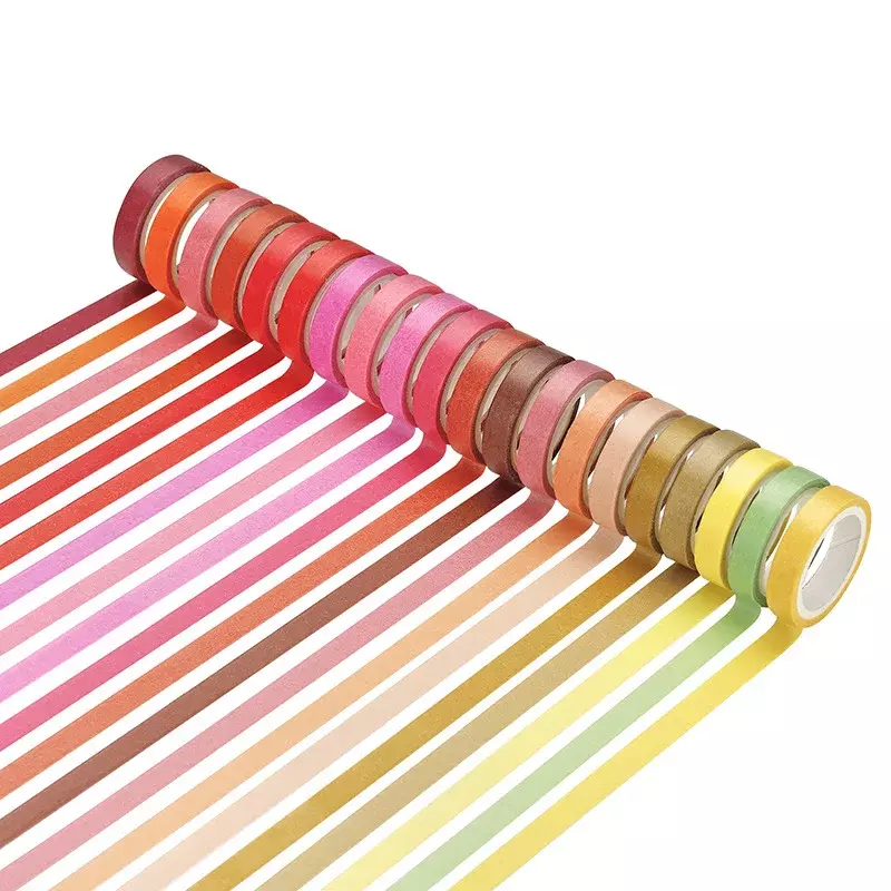 Fita Washi de cor sólida, fita adesiva do arco-íris, diário adesivo decorativo Scrapbook, papelaria presente, básico, 60 pcs por conjunto