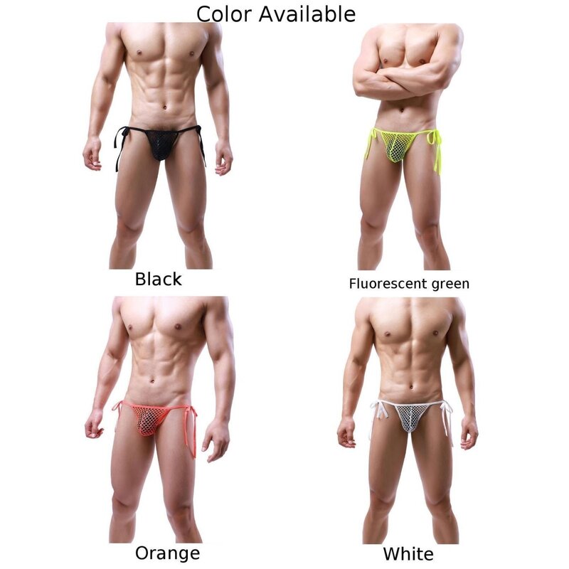 Stylowe sznurowane siateczkowe majtki dla mężczyzn z seksownym i zabawnym apelem cienki pasek czysty erotyczny stylowy wygląd i modny materiał