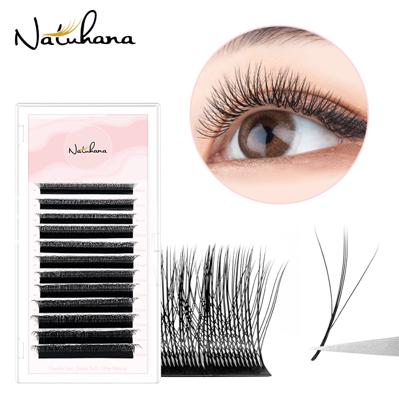 NATUHANA W Shape Lashes Extension 3D Premade Volume Fan Fake Eyelashes Supplies Free Ship Natural Look Lash Extension Makeup