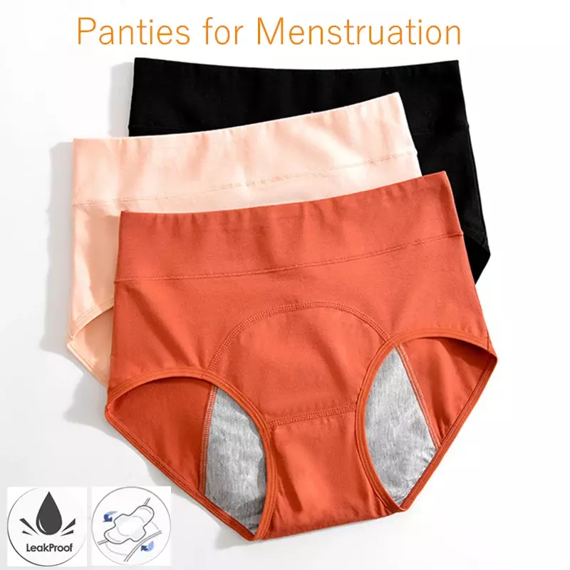 Katoenen Lekvrije Menstruatie Slipje Periode Ondergoed Hoge Taille Culottes Menstruelles Vrouwen Menstruatie Slips Plus Size Lingeries