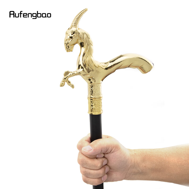 Golden Goat-bastón de una sola articulación con placa oculta, bastón de defensa personal, Cosplay de moda, 93cm