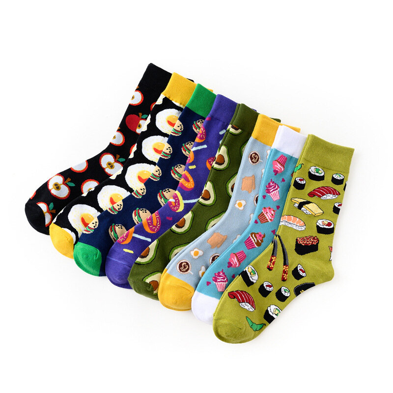 New Dessert Series Creative Avocado Pattern Mid Tube Cotton Women's Socks Couple Socks