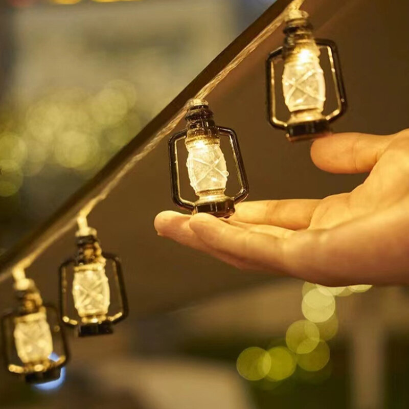 Tali LED cahaya Retro minyak tanah lampu dengan kotak baterai Untuk teras taman rumah Natal pesta pernikahan dalam ruangan dekorasi luar ruangan