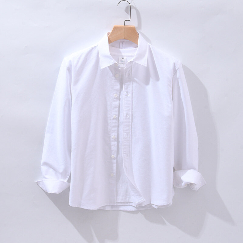 Camisa de manga larga para hombre, camisa blanca pura, ajustada, informal, de negocios, para trabajo profesional, versión coreana, 808