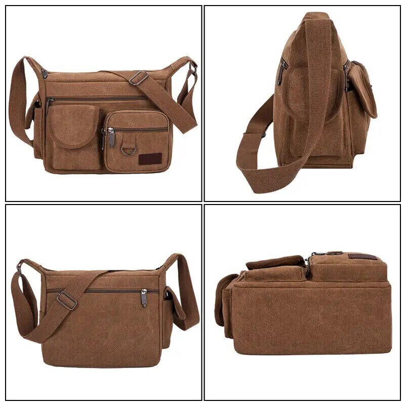 Men Canvas Bag Military Travel Hiking Cross Body Shoulder Bag Messenger Business Trends Crossbody Bag Large Capacity Schoolbag