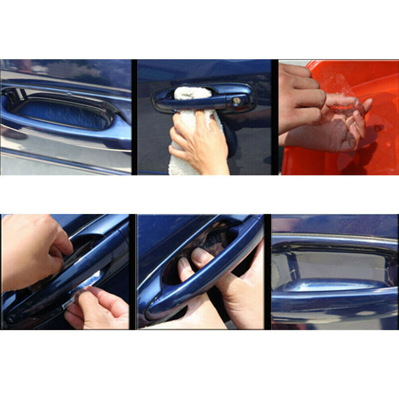 Película protectora de fibra de vinilo para manija de puerta de coche, película transparente de 8,5 cm X 9,5 cm, Protector de pintura Invisible para arañazos