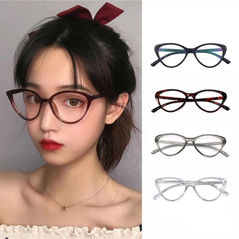 Gafas clásicas con montura triangular de ojo de gato para hombre y mujer, lentes de cristal lisas clásicas para juegos de ordenador, nuevas