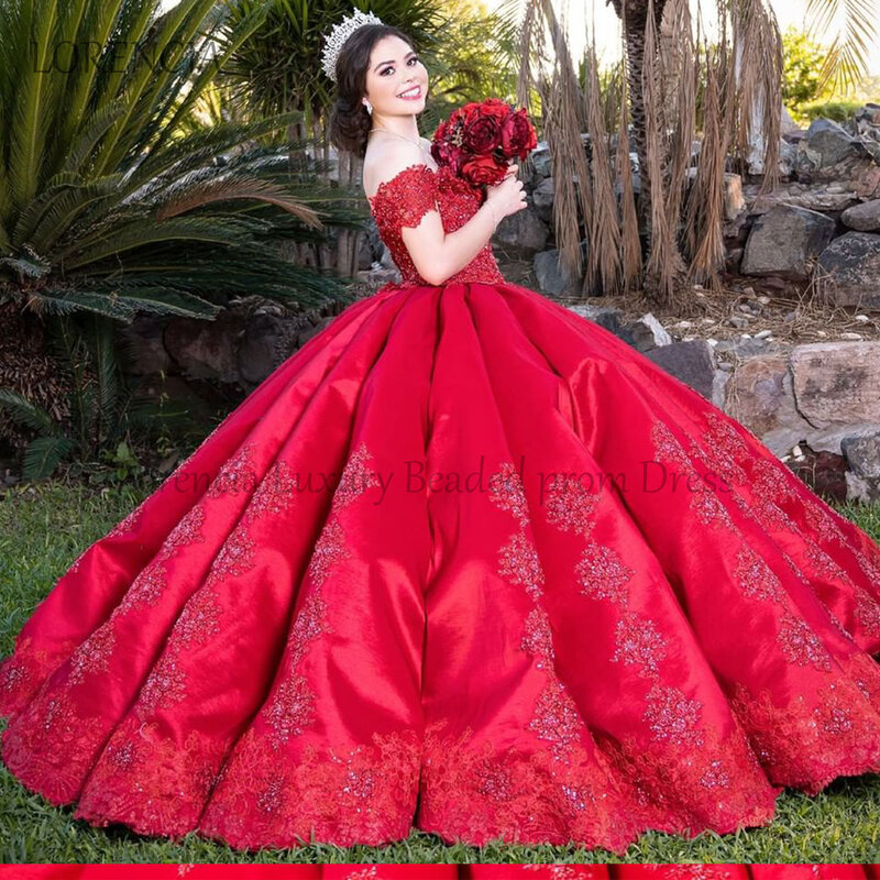 ثوب كرة كوينسينيرا أحمر ، زينة زهور ثلاثية الأبعاد ، ظهر مفتوح ، فستان رسمي ، ثوب حفلة ، 16 ، 15 ، 16