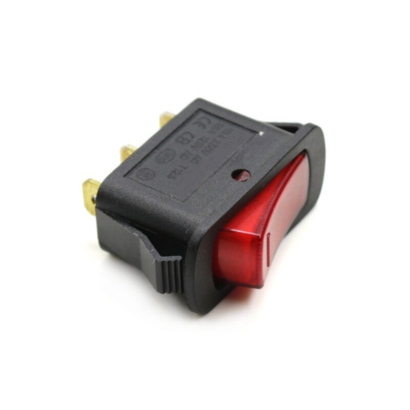 Ship type switch KCD2 short leg three-pin two-speed black red power switch without light warping board
