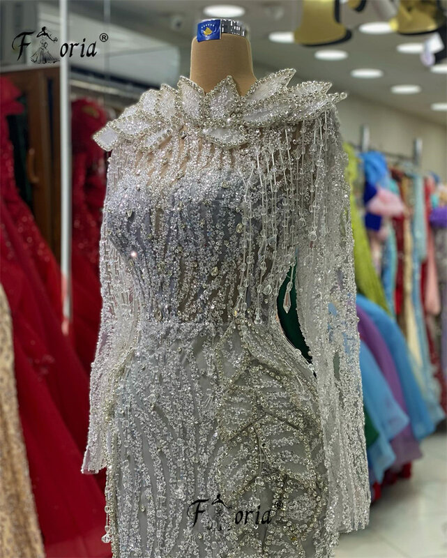 2024 Couture nowe designerskie ozdobiona mnóstwem koralików kryształowe suknie wieczorowe kobiety z długimi rękawami sukienki gwiazdy Dubai suknie na przyjęcia weselne