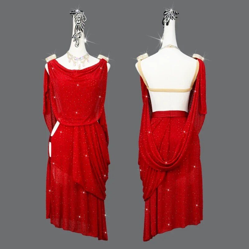 Sukienka do tańca latynoskiego dla kobiet taniec Latin Clostumes Spandex kamienie łacińskie kostiumy konkursowe sukienki spódnica do tańca łacińskie ubrania