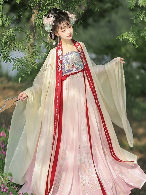 Hanfu rok Hezi buatan Tang abadi wanita, kostum Cosplay gaya Tiongkok pakaian kuno dewasa, Set bordir industri berat