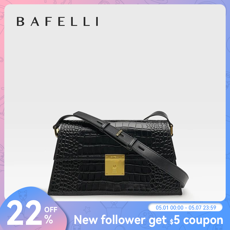 Bafelli-bolsa de couro genuíno estilo vintage feminina, bolsa de compras casual masculina, moda crossbody, nova e elegante, 2023