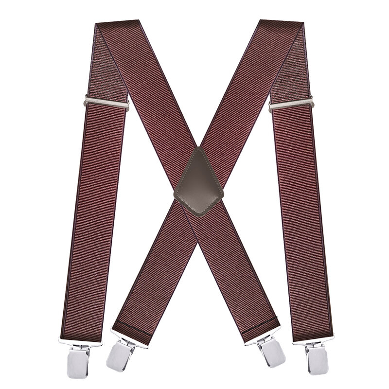 Bretelle da uomo di grandi dimensioni bretelle da lavoro elastiche regolabili per impieghi gravosi 5cm/2 pollici di larghezza X indietro con 4 cinturini per pantaloni con clip robuste