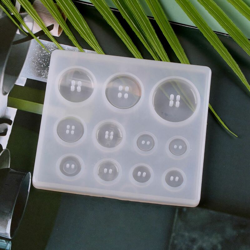 Cetakan silikon DIY Tombol Resin buatan tangan cetakan Resin dengan lubang liontin tombol tanah liat epoksi liontin untuk perlengkapan gantungan kunci