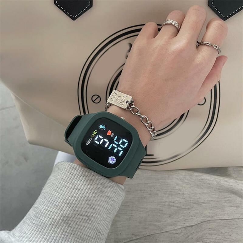 Watch Stylish Square Dial Digital Watch Adjustable Silicone Strap Accurate Time Display Lightweight Unisex Wristwatch Student