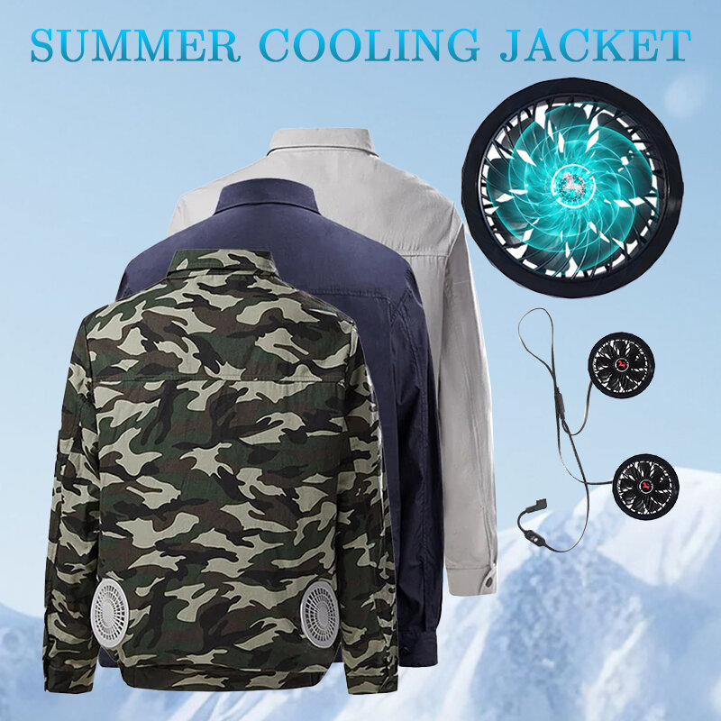 야외 냉각 선풍기 카모 남성 재킷, USB 에어컨 태양 보호 코트, 건설 노동자 의류, 최고의 여름 옷